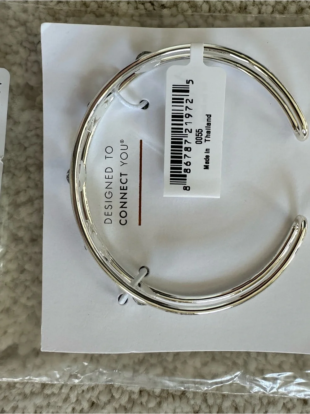 NWT Alex and Ani Silver Evil Eye Cuff Bracelet with Blue and Clear Stones - Picture 5 of 5